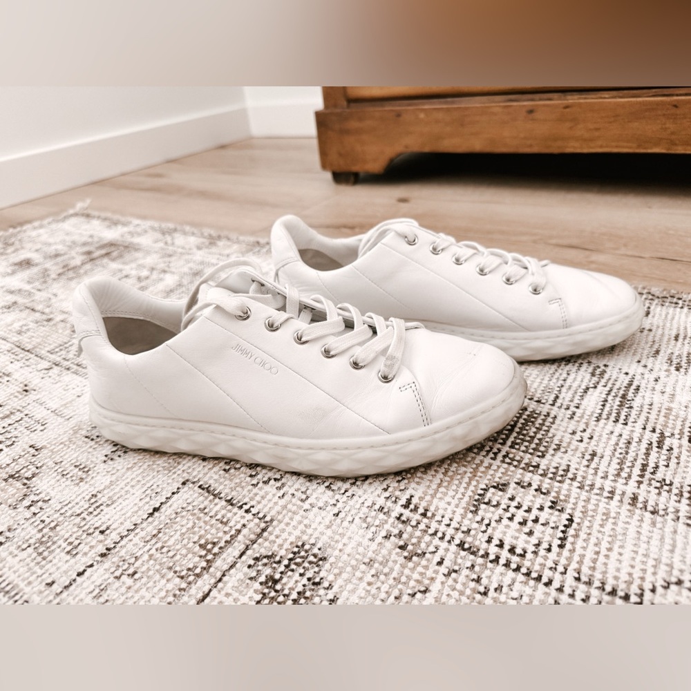 Jimmy Choo Diamond Light/F Leather Low-Top Trainers - Picture 8 of 16